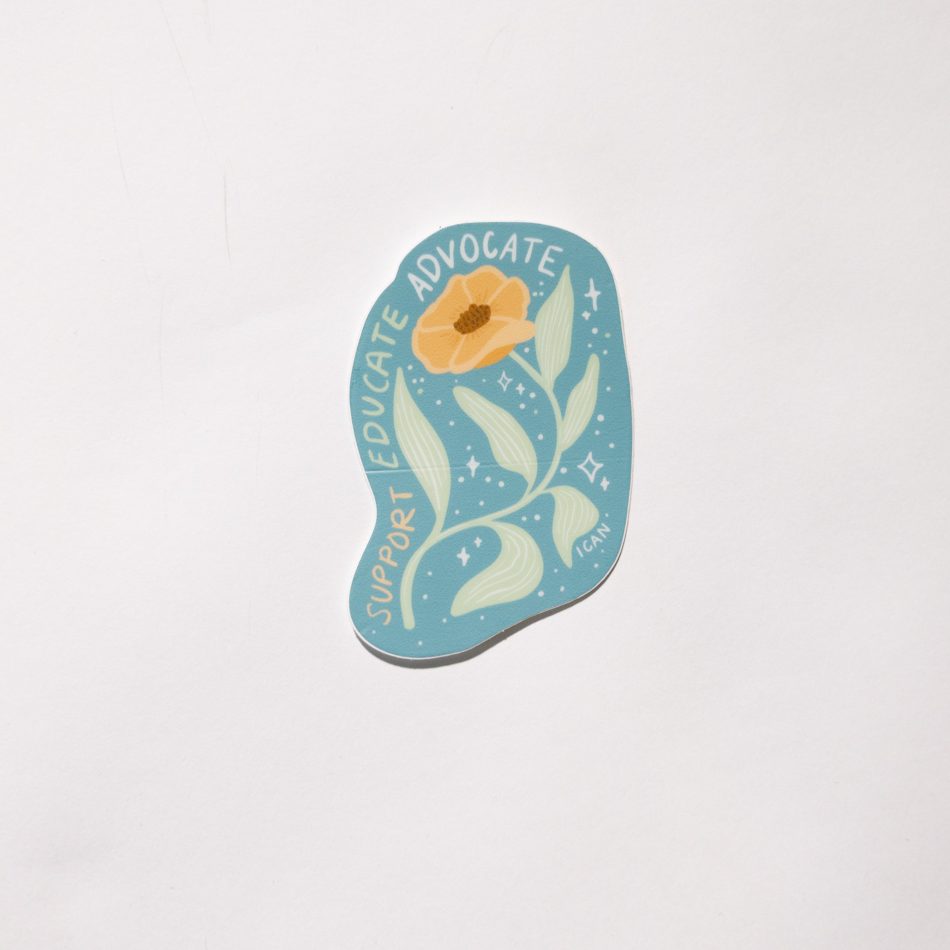Support Educate Advocate Floral Sticker